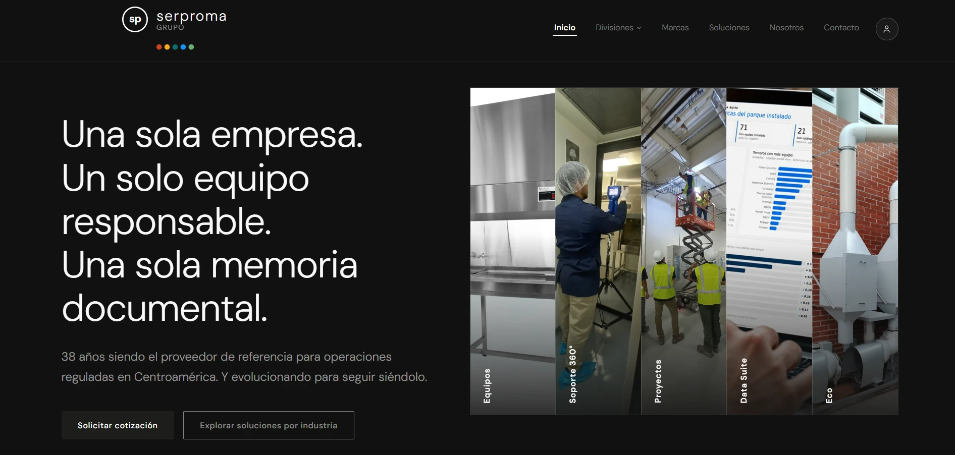 Captura real de la página web Grupo Serproma facilitada por el cliente